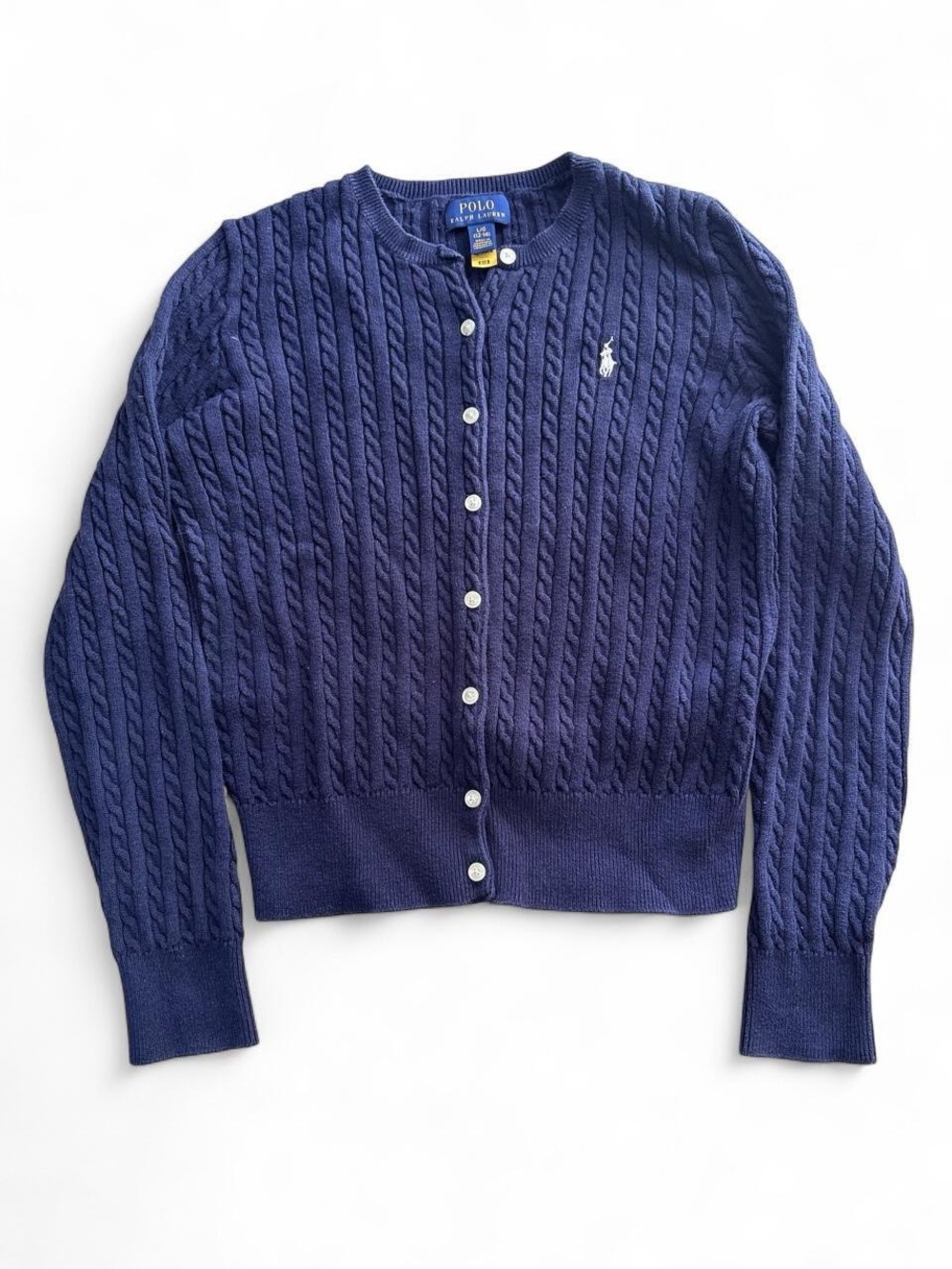 Polo Ralph Lauren Navy Blue Cable Knit Cardigan – Kids L / Women’s XS